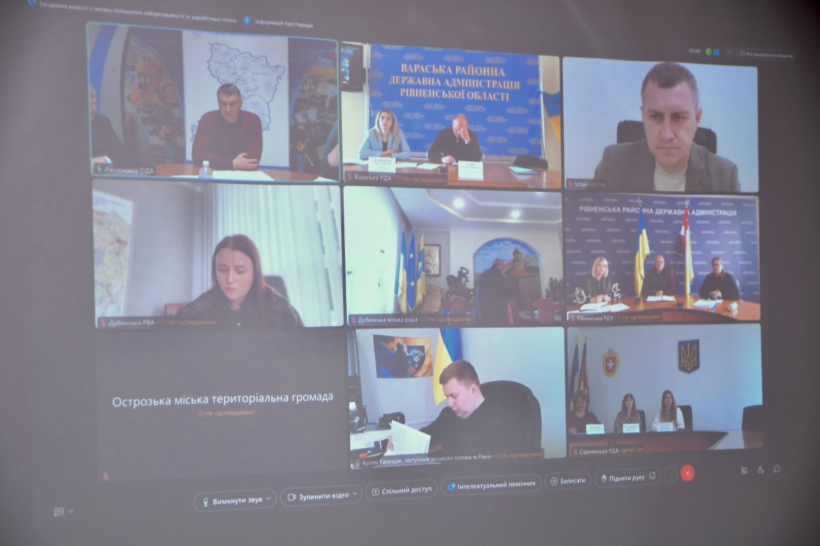 Учасники засідання обласної тимчасової комісії з питань погашення заборгованості із заробітної, які долучилися онлайн