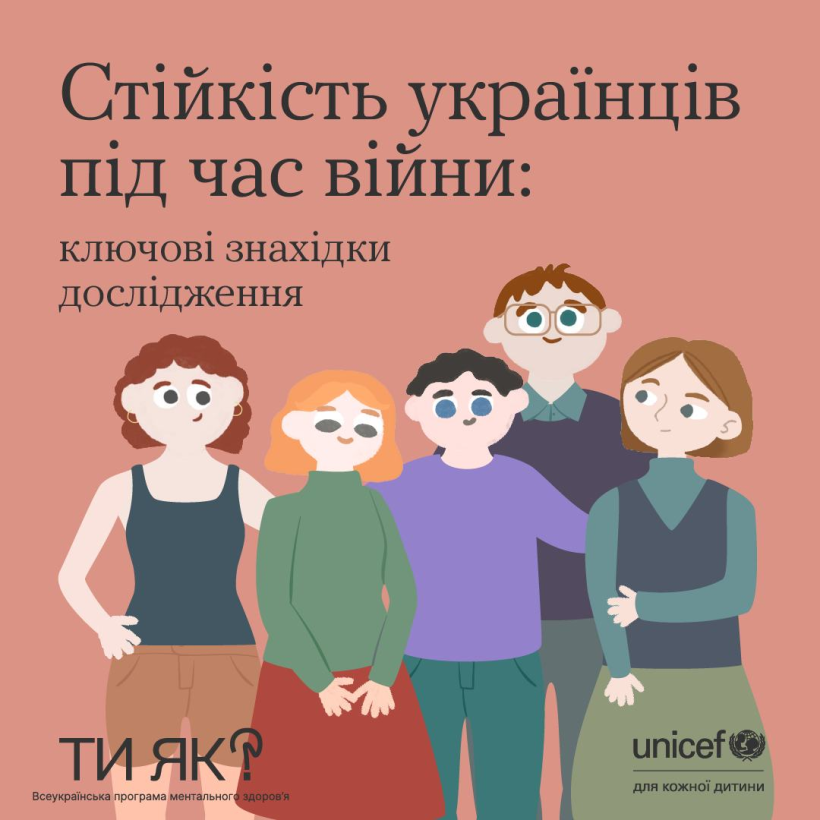 Фото ілюстративне - намальовані люди та надпис: Стійкість українців під час війни -  ключові знахідки, дослідження