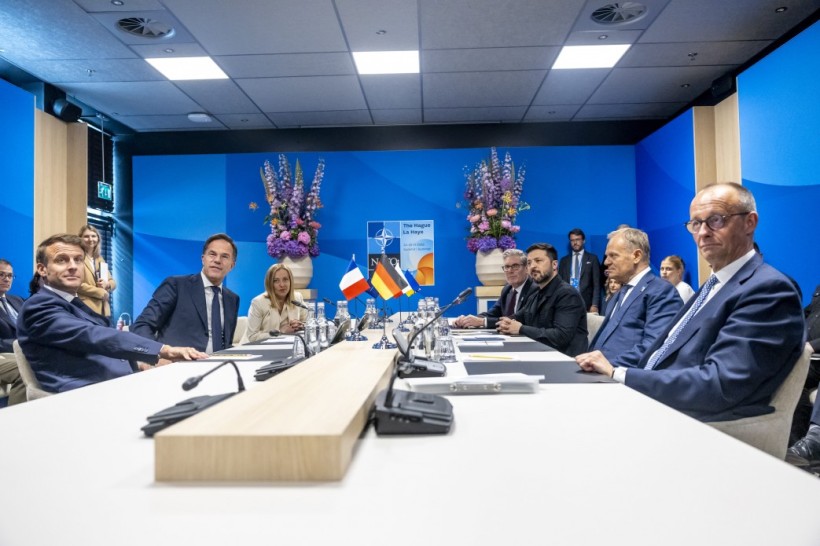 Президент України Володимир Зеленський із лідерами держав формату E5 (Німеччина, Франція, Велика Британія, Італія, Польща) та Генеральним секретарем НАТО Марком Рютте