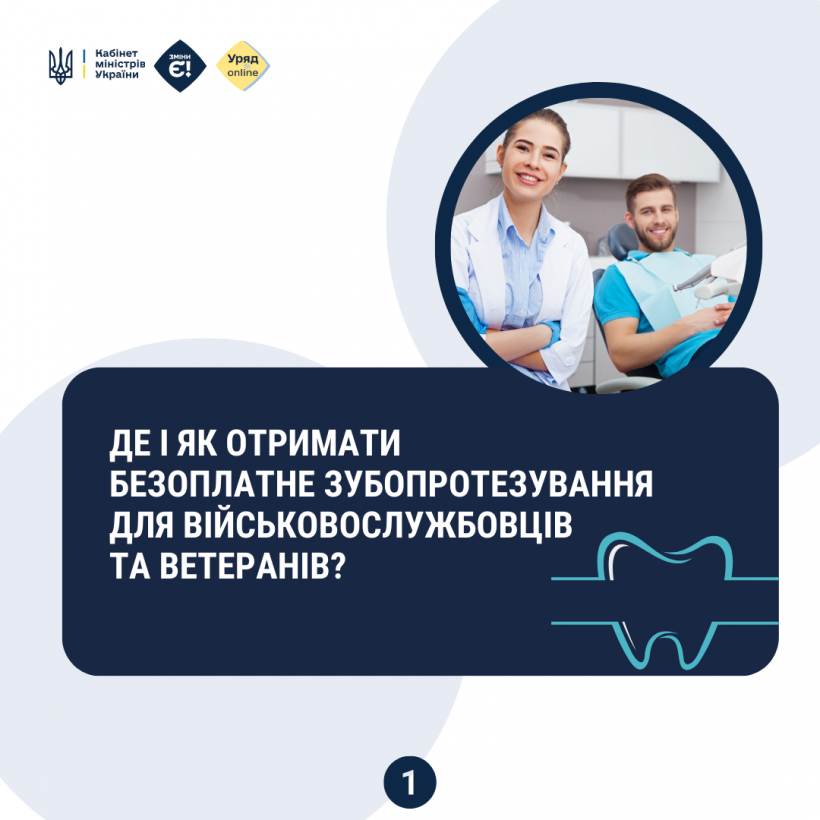 Інфорграфіка "Де і як отримати безоплатне зубопротезування для військовослужбовців та ветеранів?"