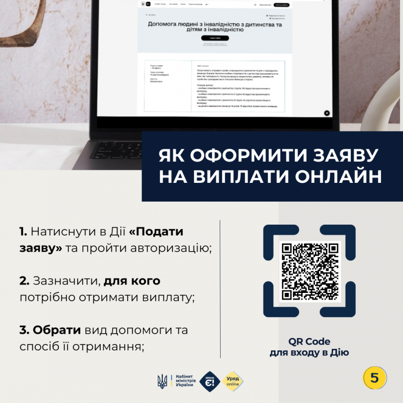 Інфографіка "Як оформити виплати для дітей з інвалідністю?"